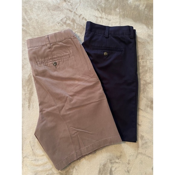 croft & barrow Other - Croft & Barrow Shorts Lot/2 Sz 34 Taupe Navy Chino Pleated Cotton Poly Preppy
